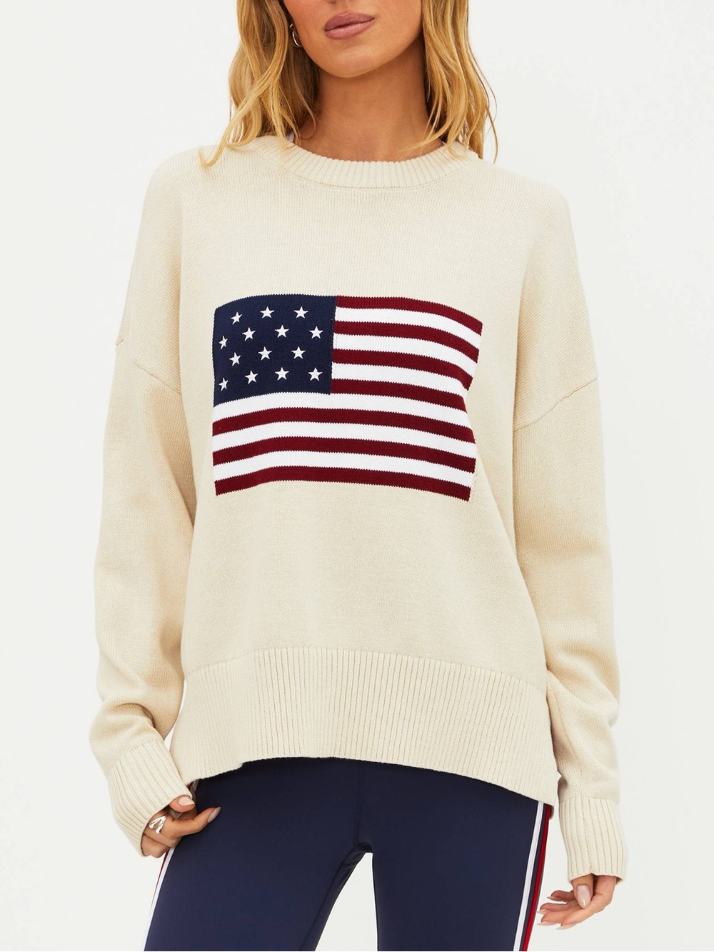 Beach Riot Cream Flag Knit Sweater - 100% cotton